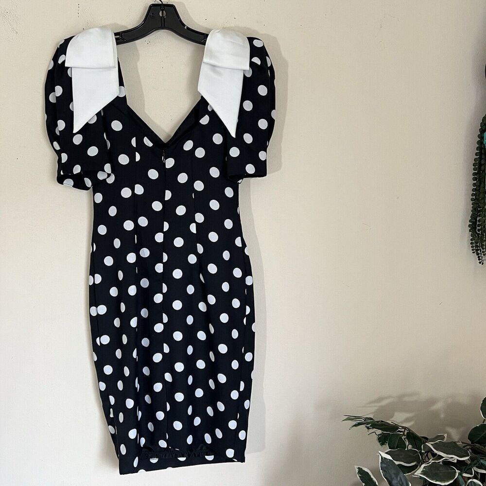 VTG Late Edition Pin Up Polka Dot Dress Black White Rockabilly Sweetheart Puff - Picture 3 of 8